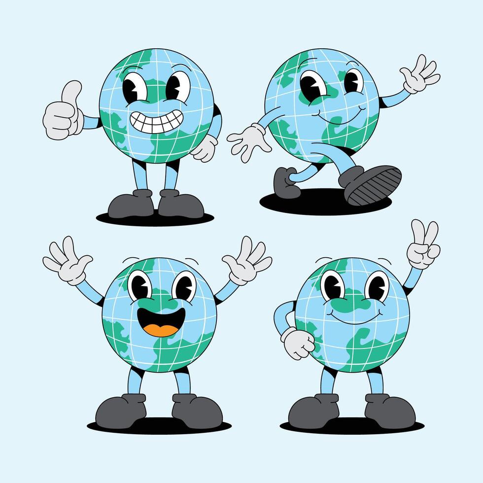 Earth mascot design. Cute earth stock pack. vector