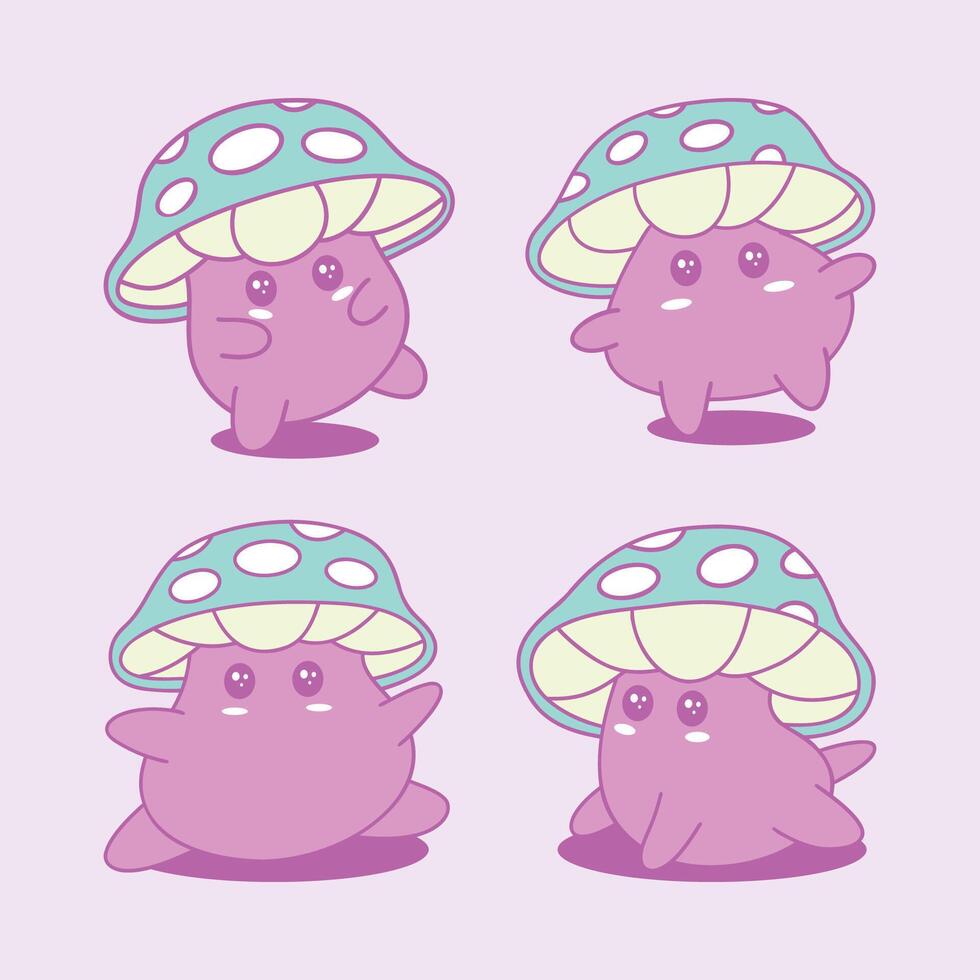 Mushroom mascot design. Cute mushroom stock design pack. vector
