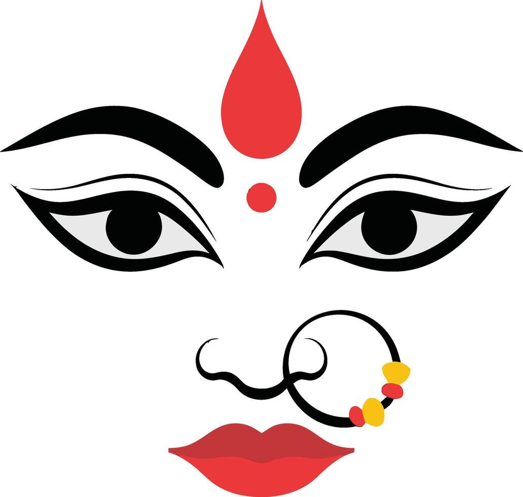Elegant Goddess Durga Face Illustration for Hindu Festival vector
