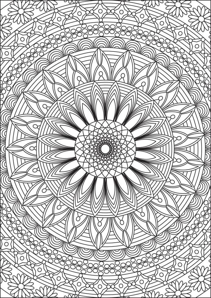 Mandala Outline Coloring Page vector