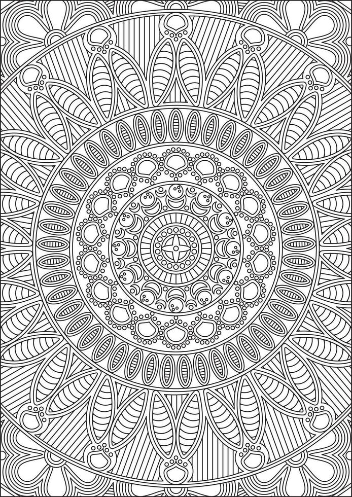 Adult Coloring Mandala Full Page Outline Art vector