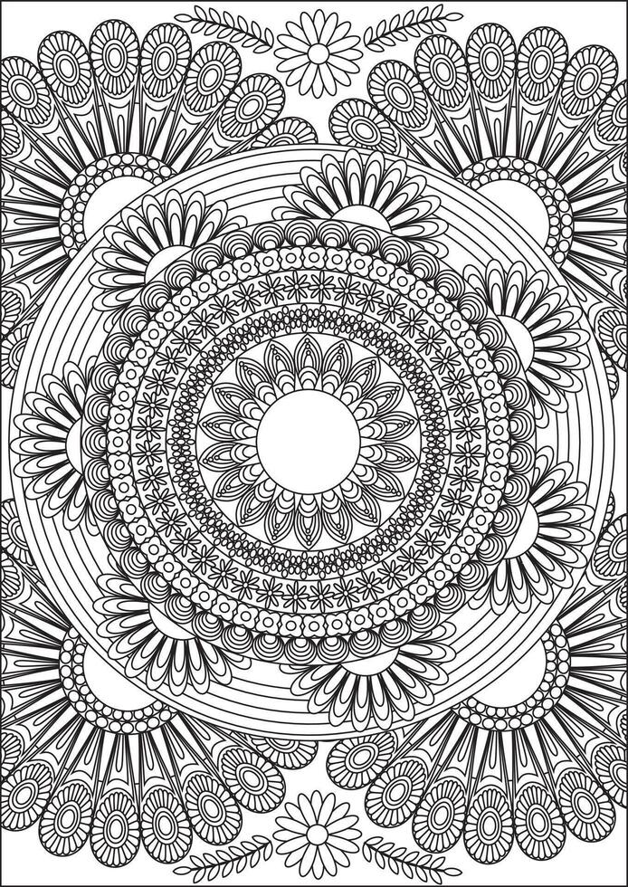 Mandala Coloring Pages For Adult Line Art vector