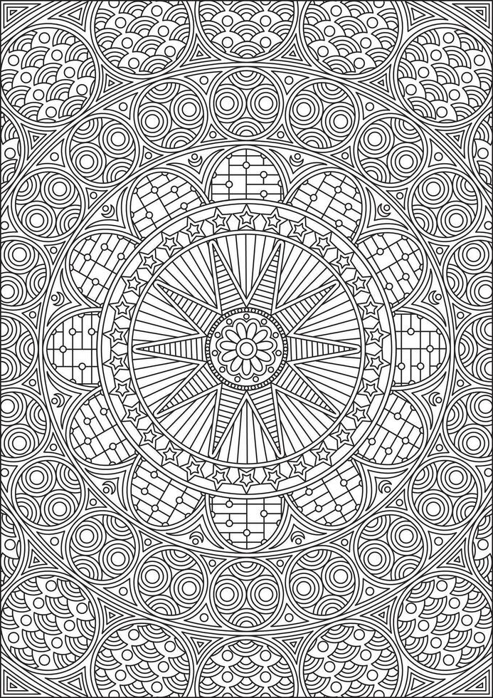 Outline Floral Mandala Coloring Page For Adult vector