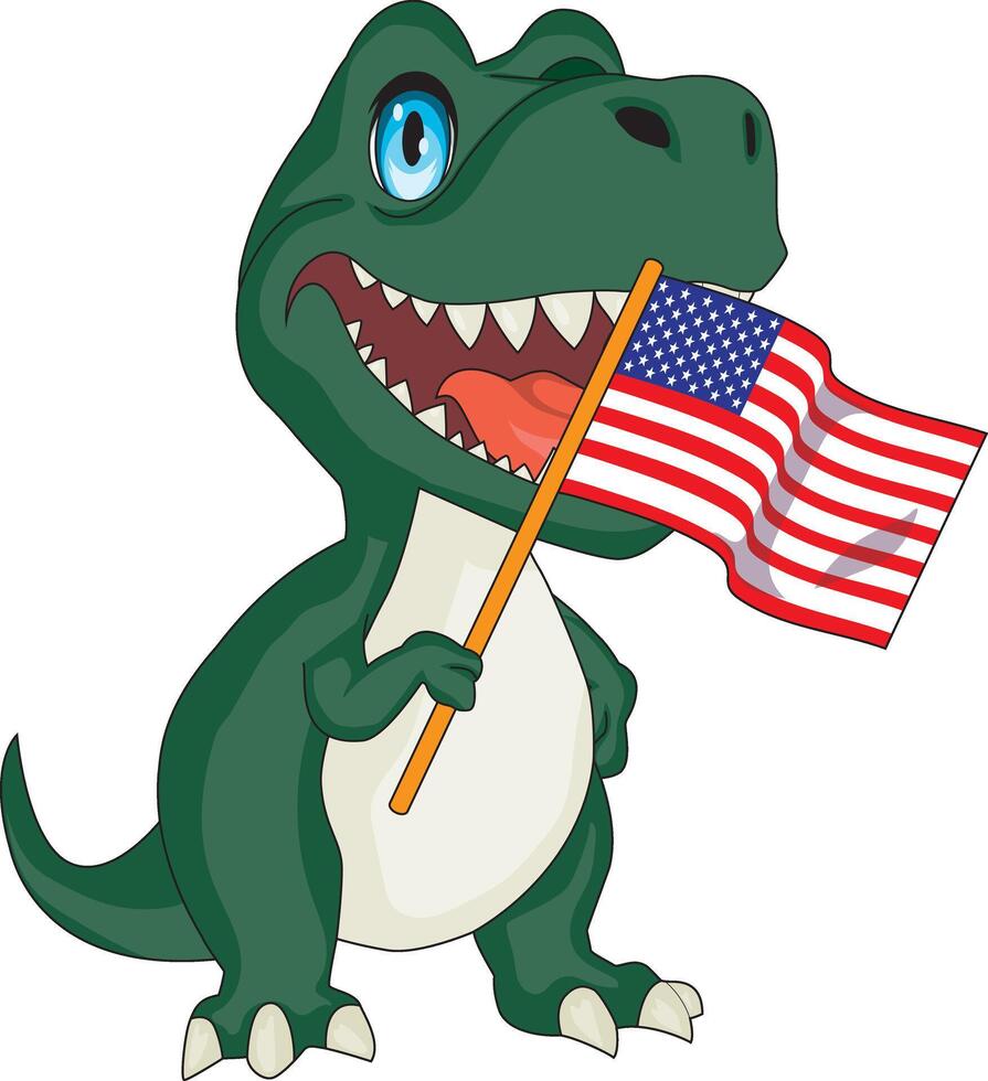Dinosaur With American Flag Patriotic 4th of July vector