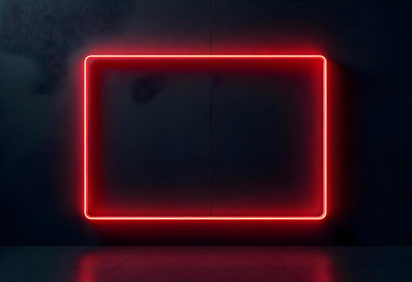 Neon square frame on black background photo