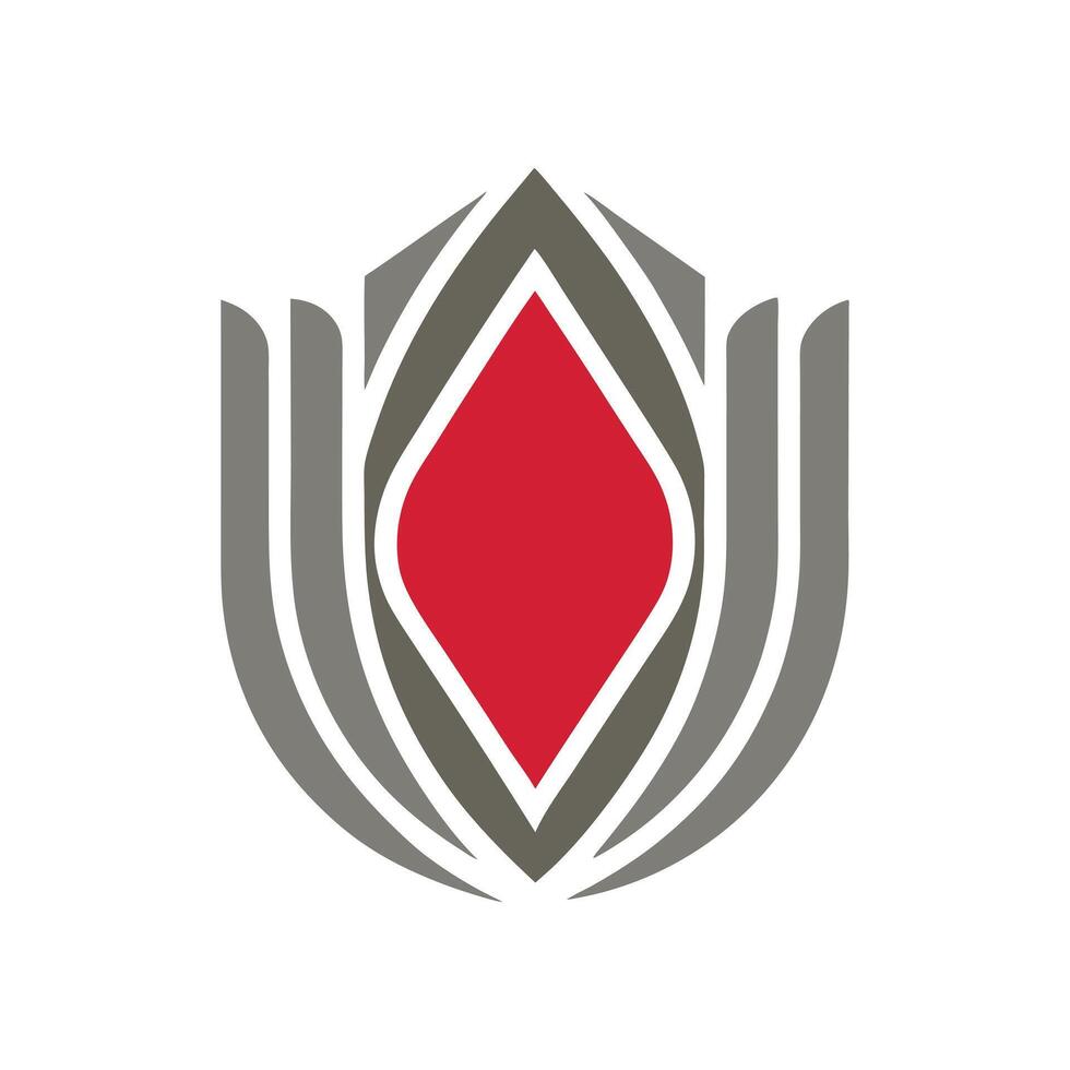 Abstract Shield with a Red Diamond vector