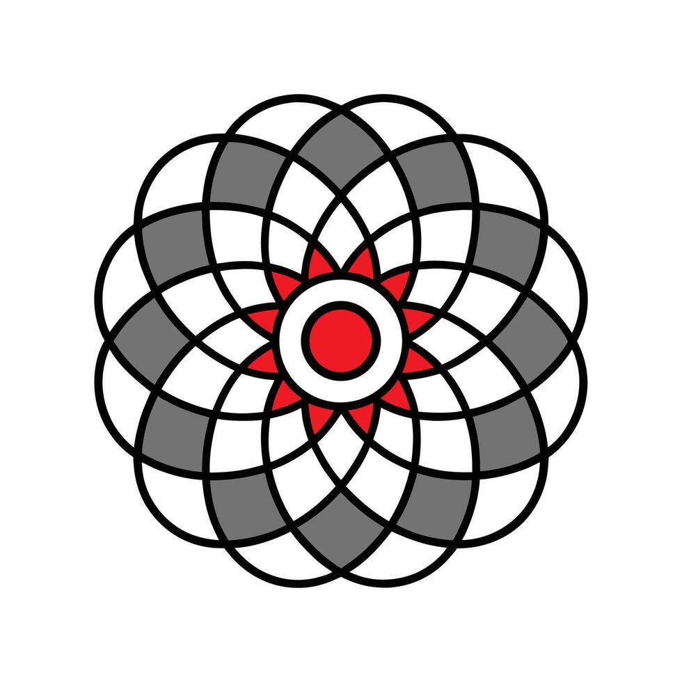 Radiant Geometric Mandala with Floral Petals and Circular Symmetry vector