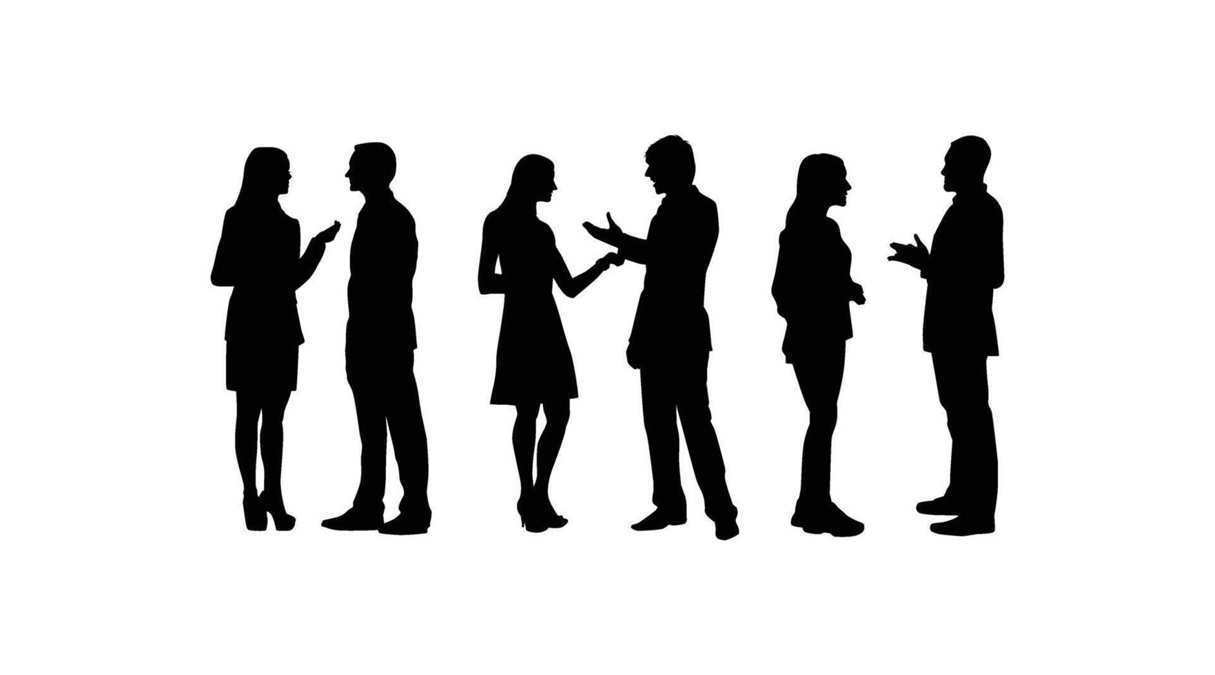 Business People Talking Each Other Silhouette vector