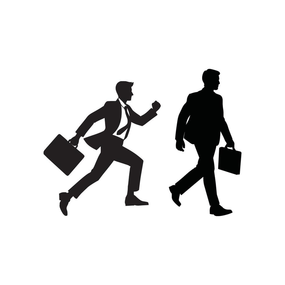 Office Worker With Briefcase Silhouette vector
