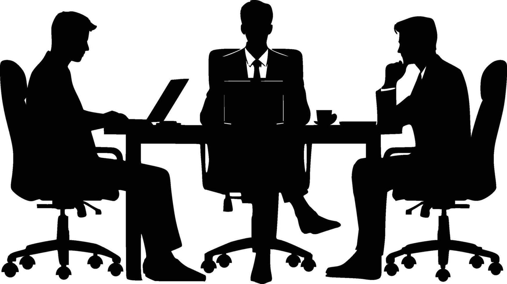 Coworkers Sitting At Table Meeting Conference Silhouette vector