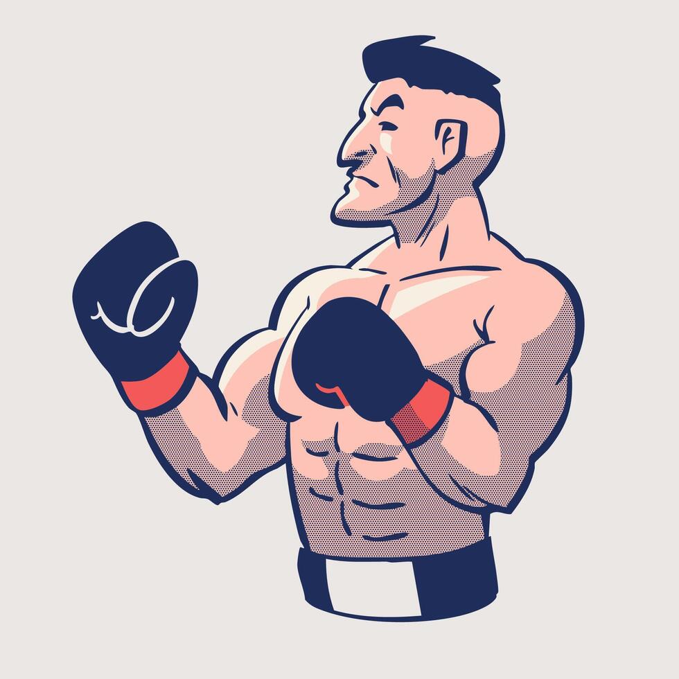 Retro Vintage Boxer Fighter Character vector