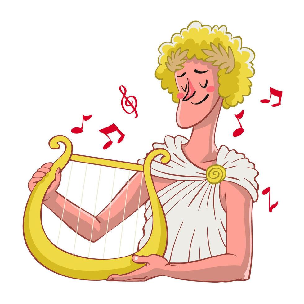 Greek God of Apollo in Retro Vintage Illustration vector