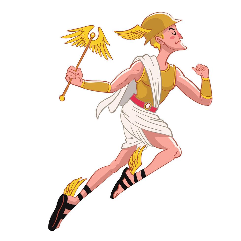 Greek God Character of Hermes in Retro Vintage Style vector