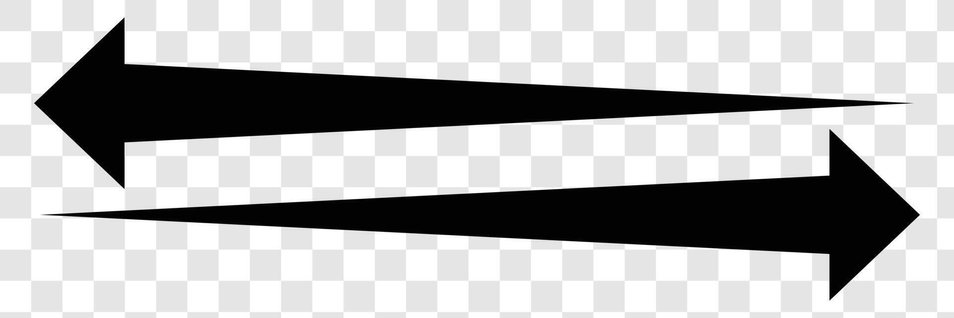 Long black arrow icon set. vector