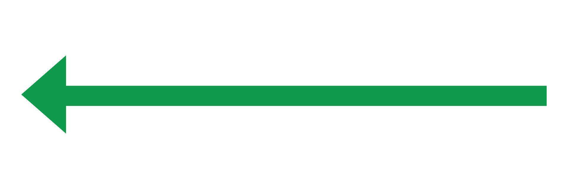 Left side direction long green arrow. vector