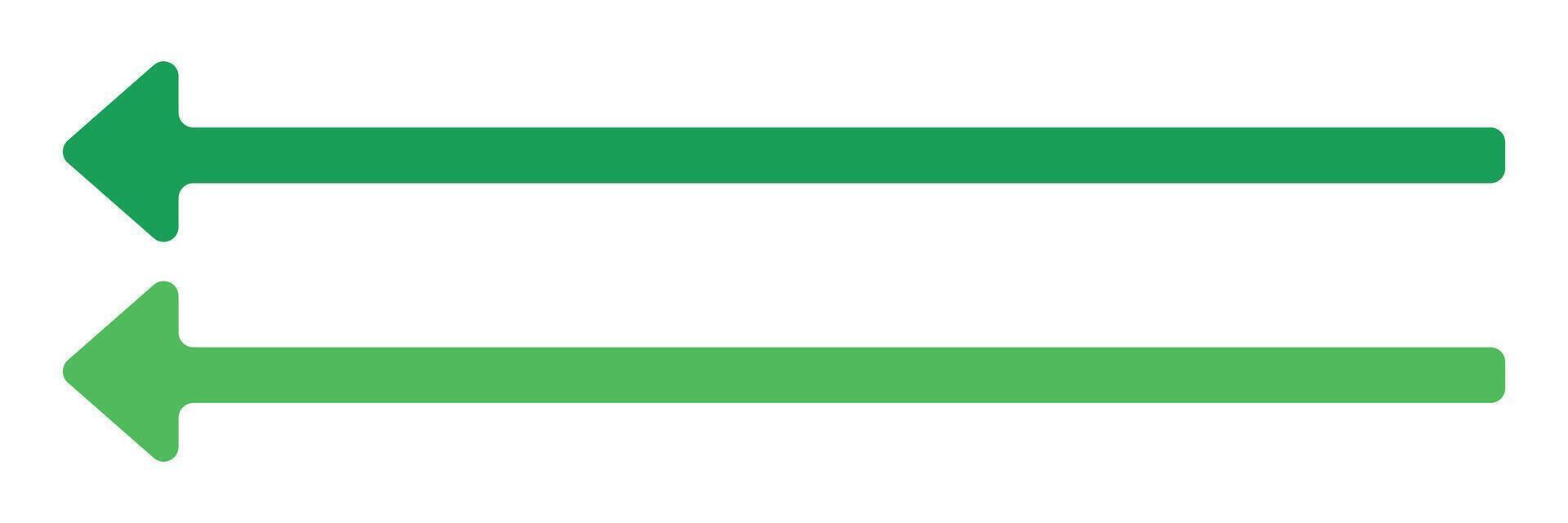 Long arrow set with green showing left. vector
