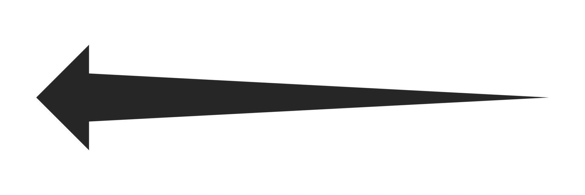 Left arrow icon. Long black arrow icon. vector