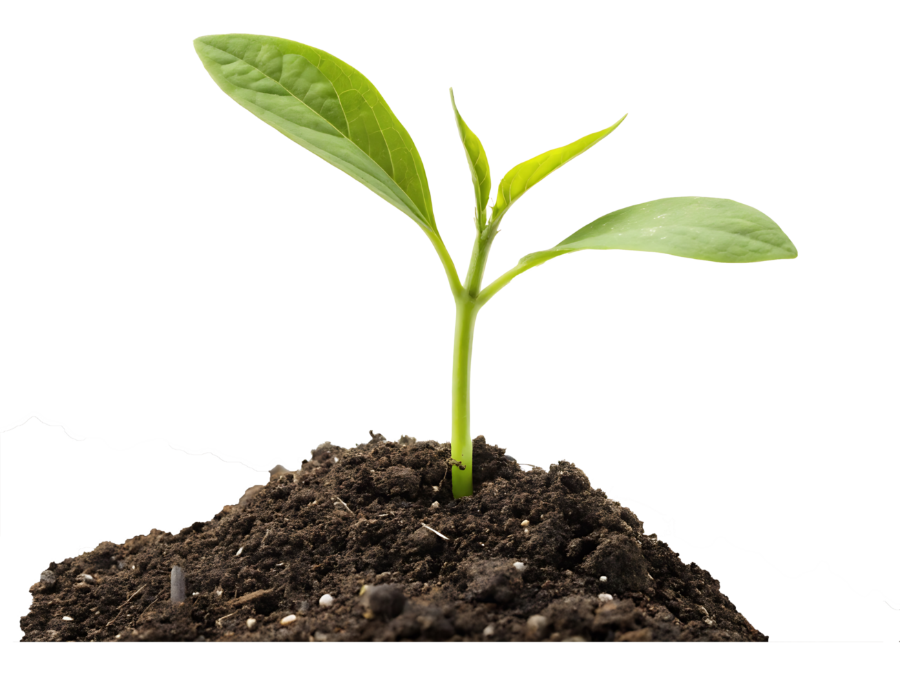 A young green sprout of new life emerges from the isolated soil, a small seedling growing towards the spring light of nature png