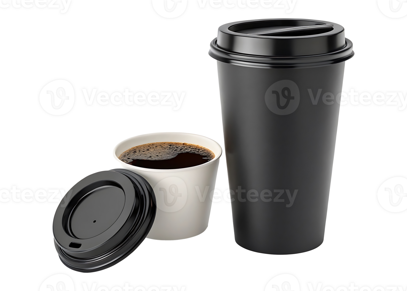 A black coffee beverage in a white mug, an isolated container for hot drink png