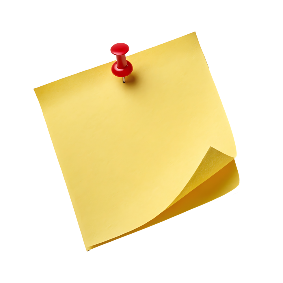 A yellow sticky note with a pushpin is a blank adhesive reminder paper for office memos png