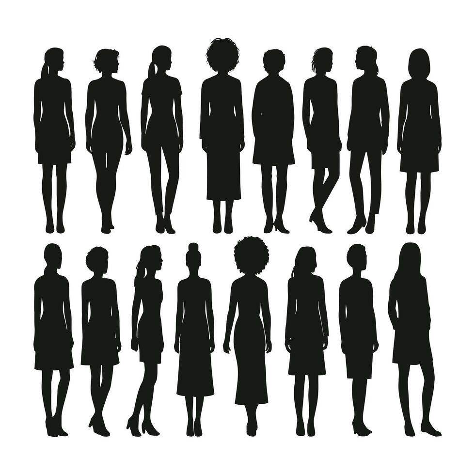 Female Silhouette Collection Standing Poses vector