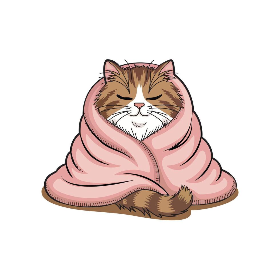 Sleeping Cat Face Illustration vector
