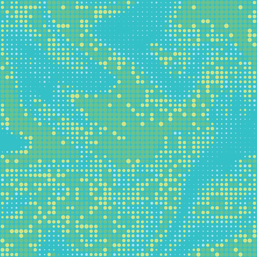 Halftone green and blue chaotic pattern of dots. Stylish tile of mosaic wallpaper. Digital background vector