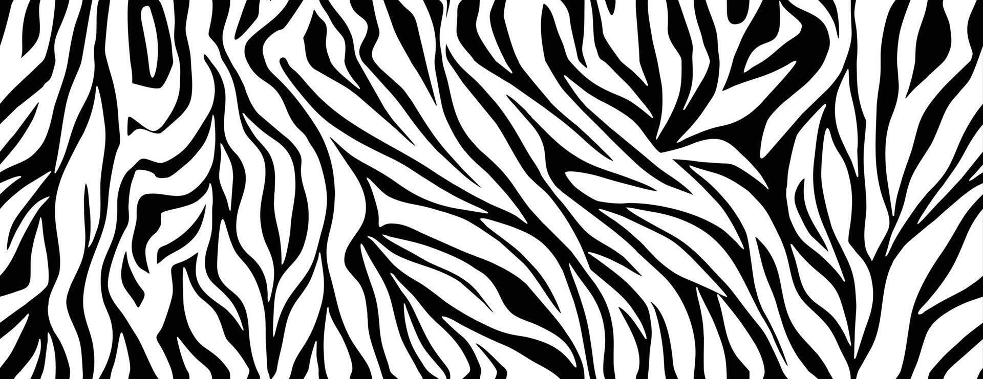 Zebra striped pattern, stylish stripes texture. Animal print. For the design of wallpaper, textile, cover. Seamless black and white background vector