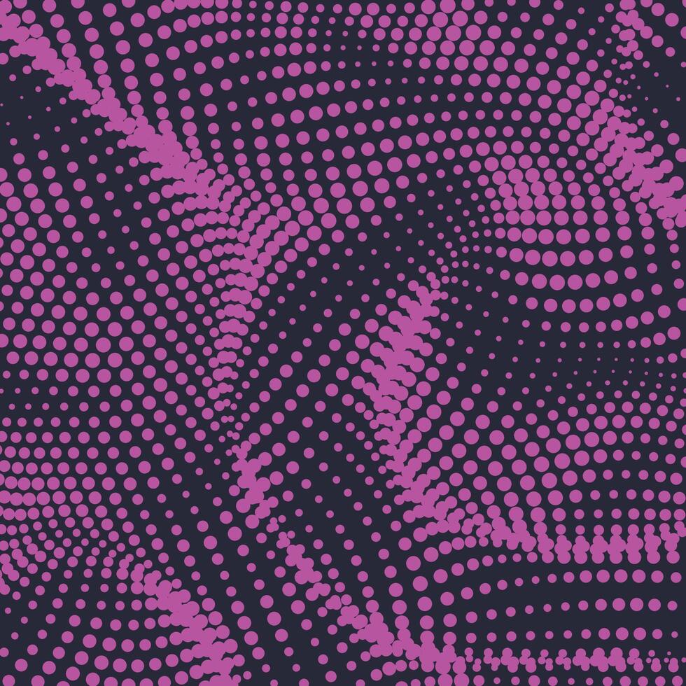 Halftone maroon background with flowing dots. Technology digital pattern with dynamic soft waves. Purple vinous gradients particle grid, abstract wave texture vector