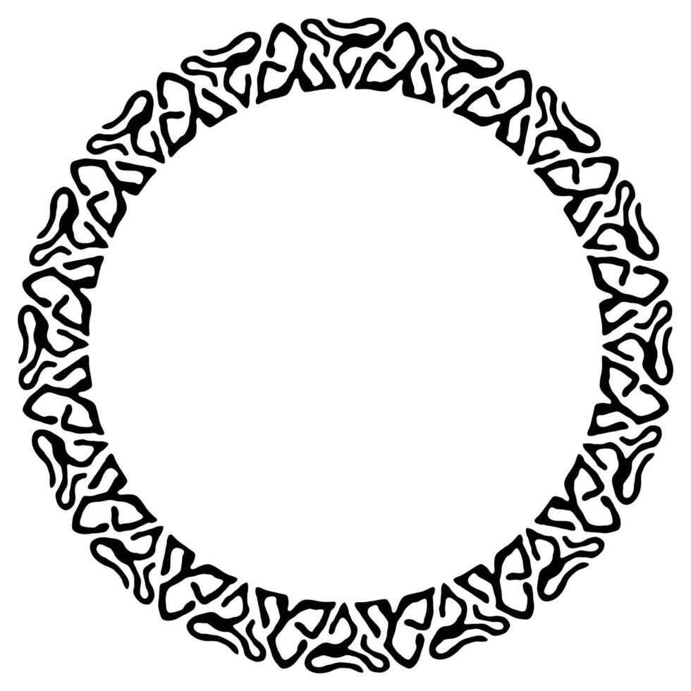 Wide round frame with ethnic pattern. Tribal decorative circle border, isolated elements. Label for text. Black and white ornament background vector