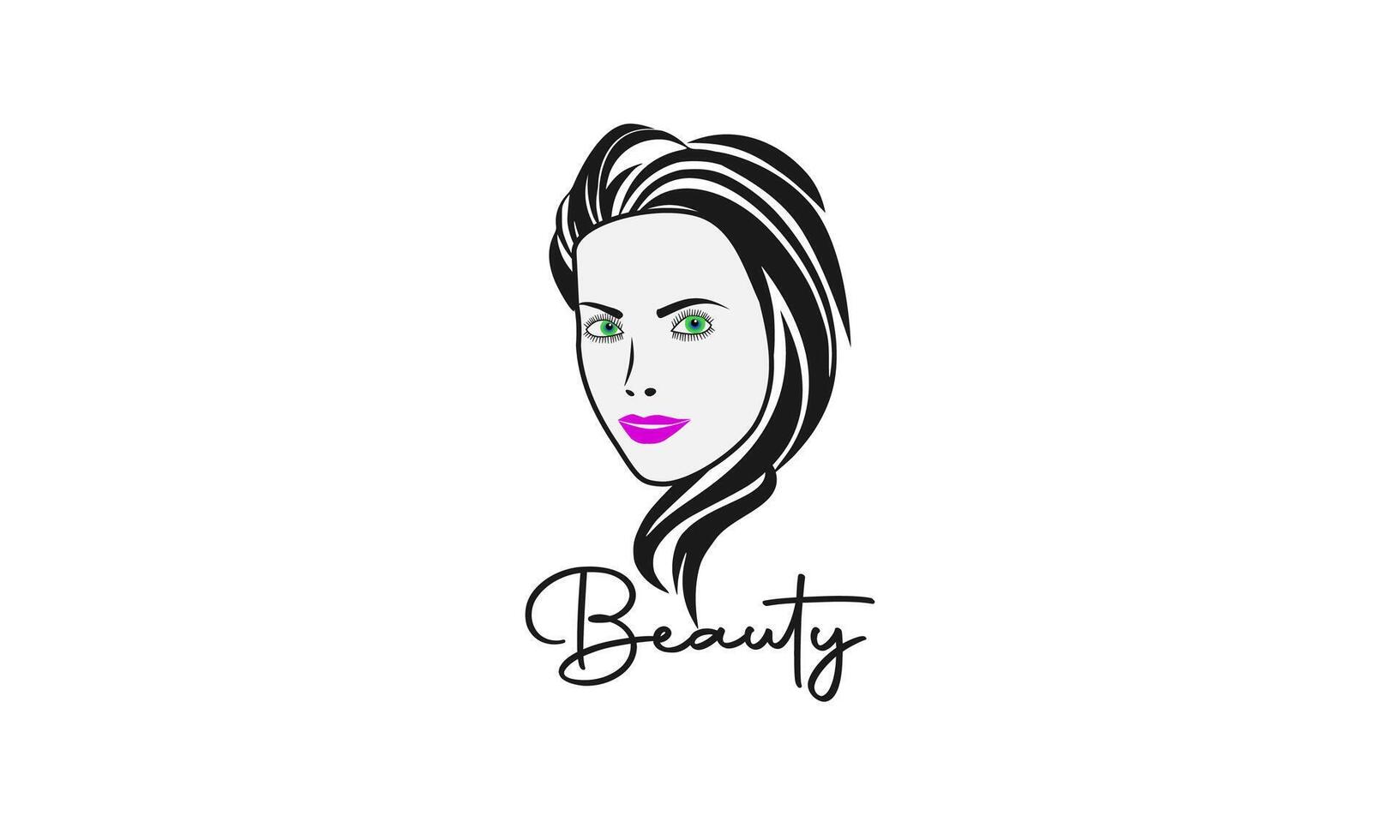 Attractive Female Face Logo Template vector
