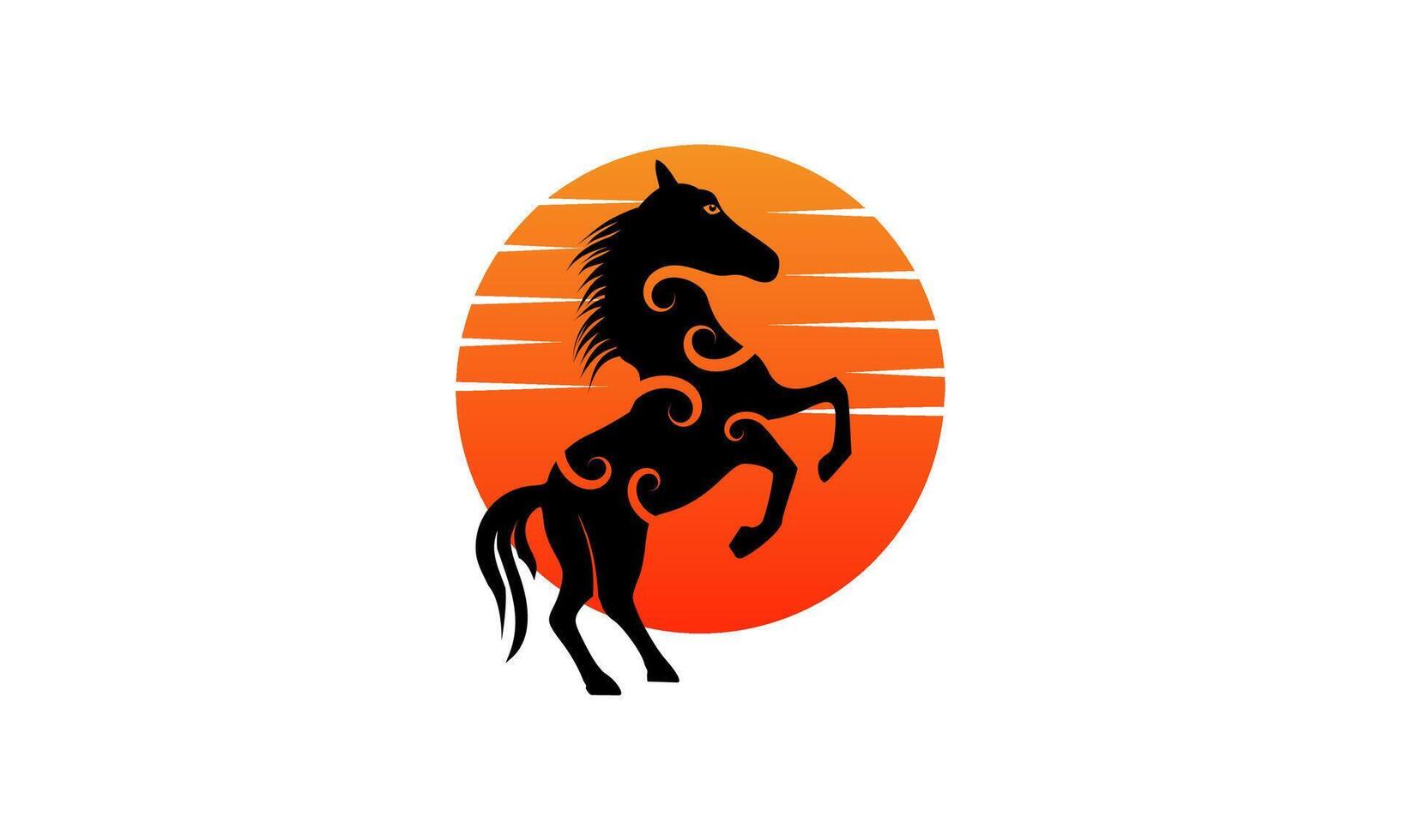 Horse At Sunset Creative Logo Template vector