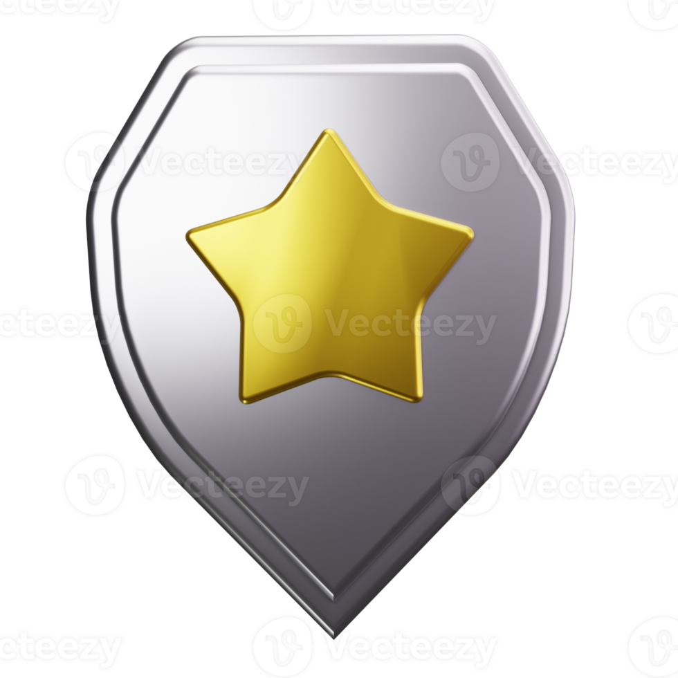 Badge Shield Stars 3D Icons png