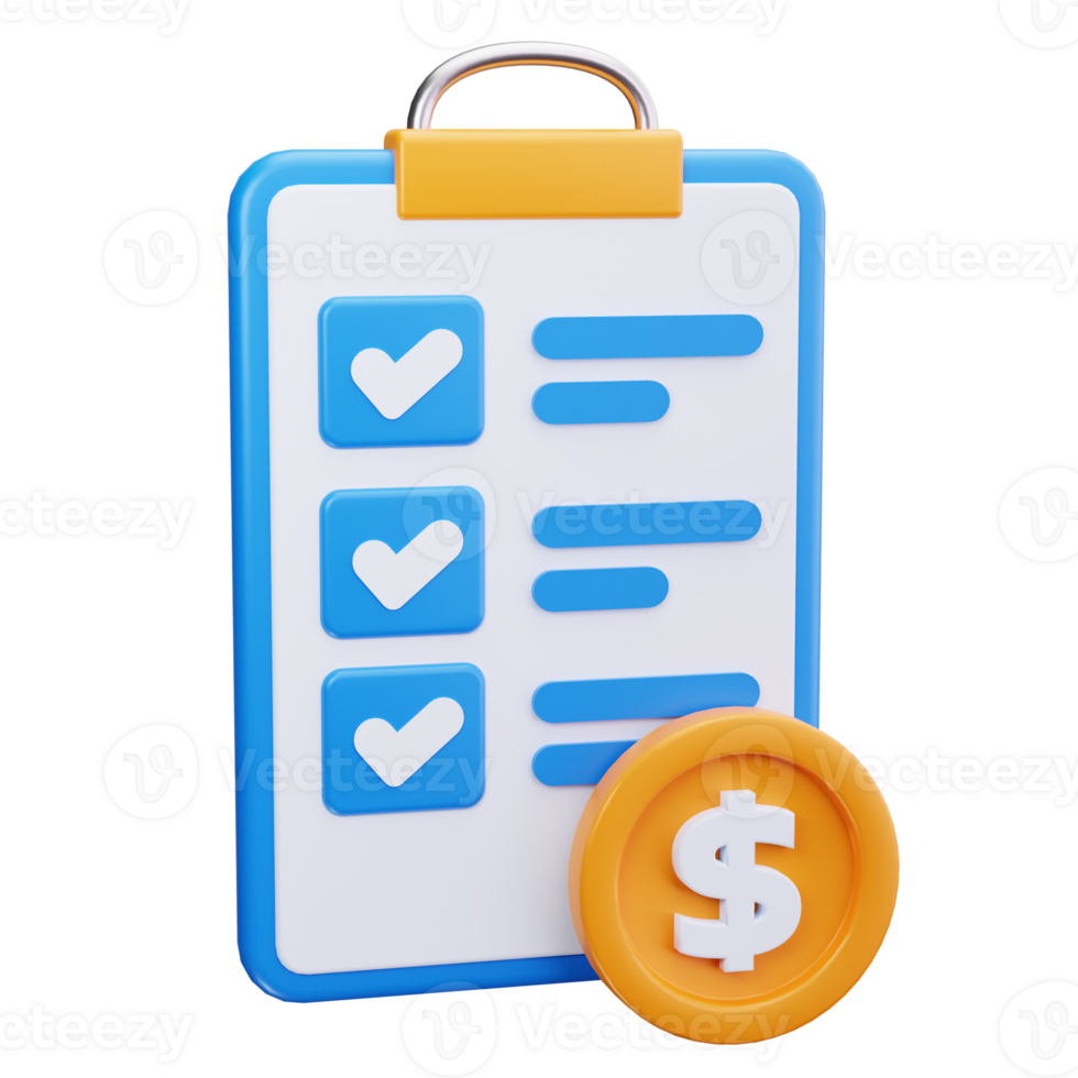 Payment Report Checklist 3D Icons png