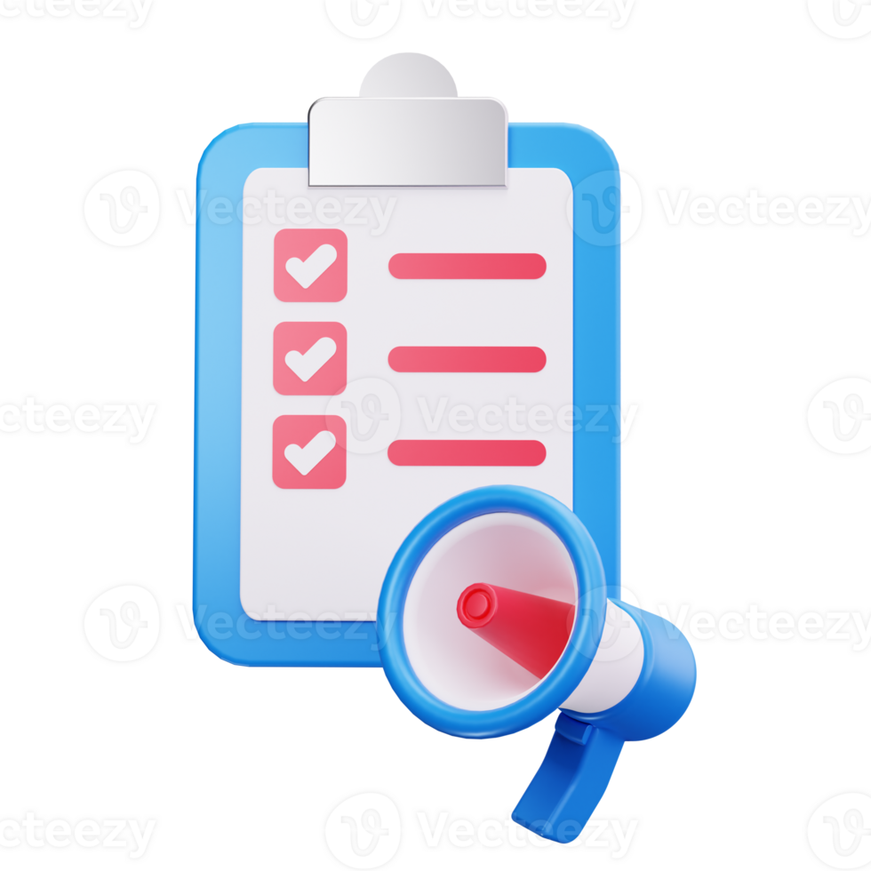 Blue clipboard with a megaphone png