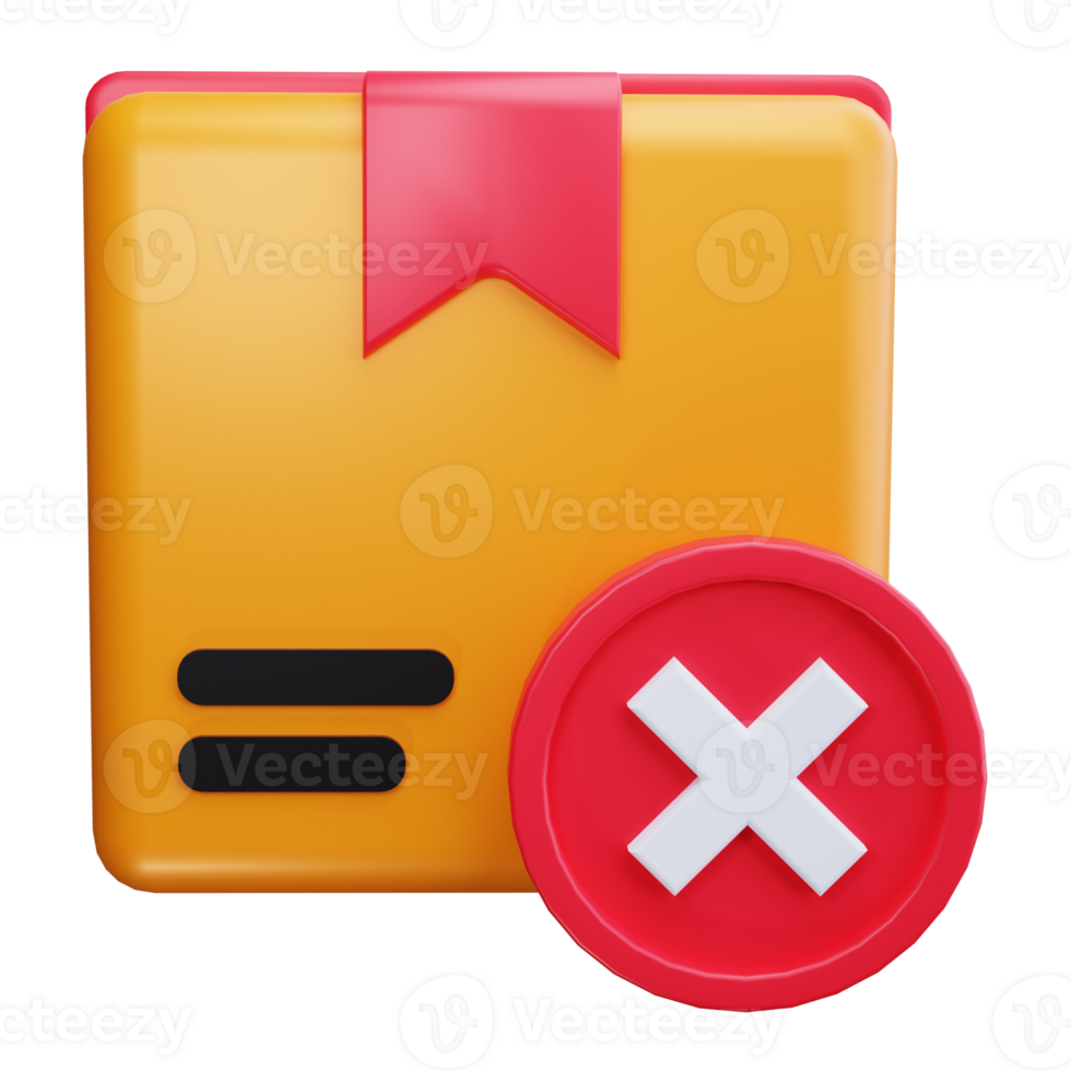 3d icons a yellow box with a red cross symbolizing warning or danger png