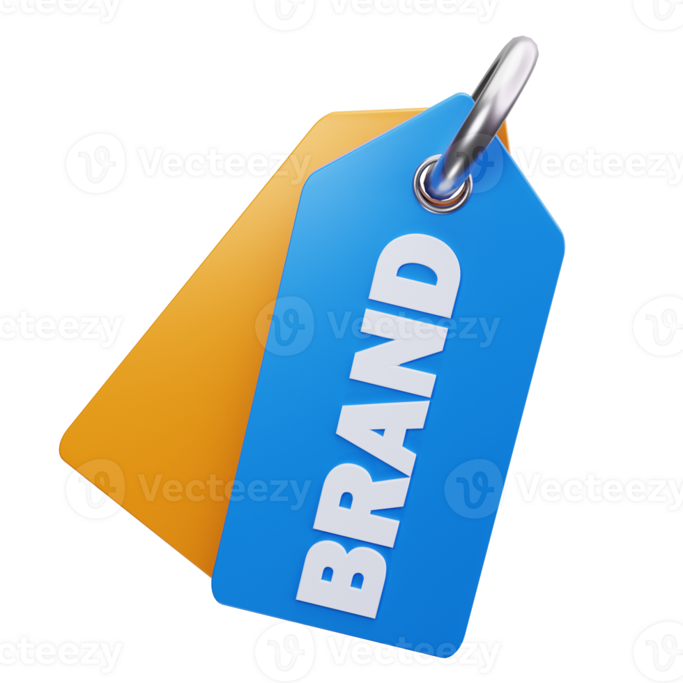 Blue tag with the word brand png