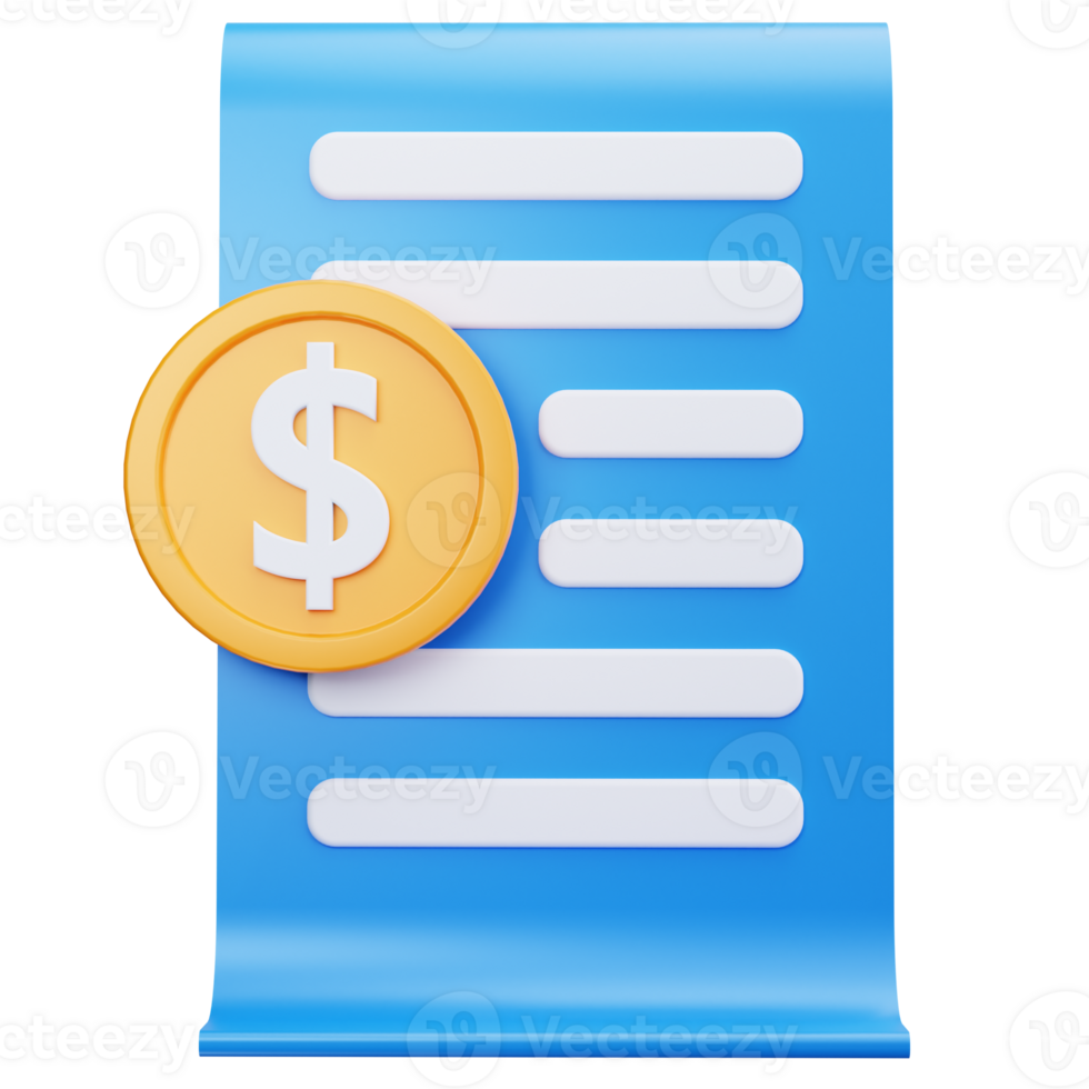 3D Icon Invoice Billing Document png
