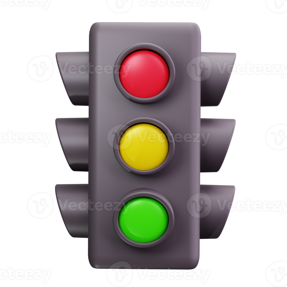 3d icons of a traffic light with red yellow and green lights png