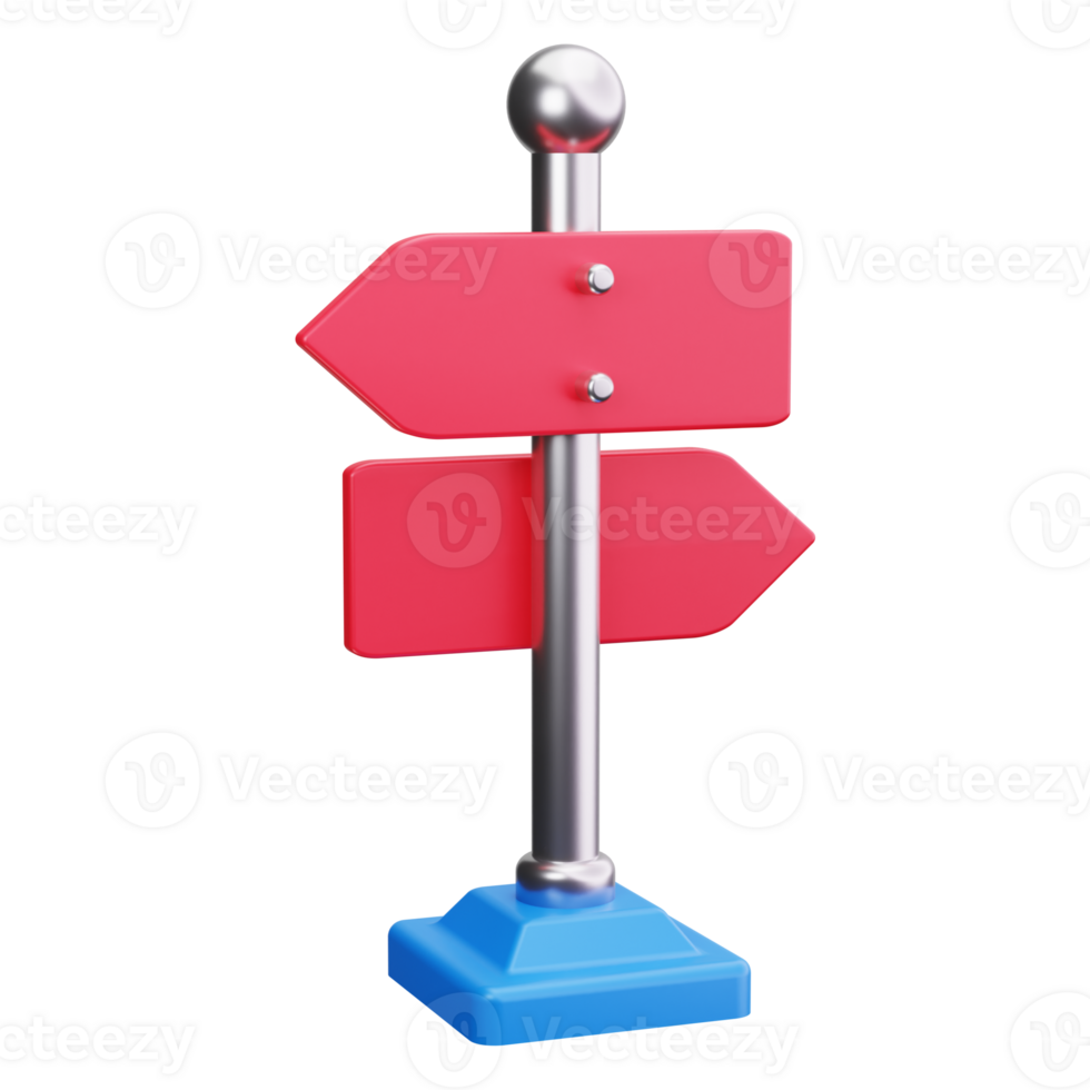3d icons red and blue signpost with two blank arrows ideal for navigation or direction png