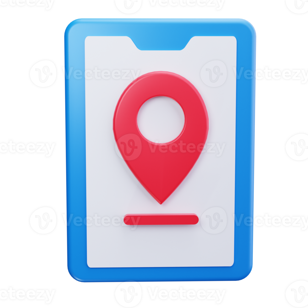3d icons red location pin on a blue phone screen a digital navigation symbol png