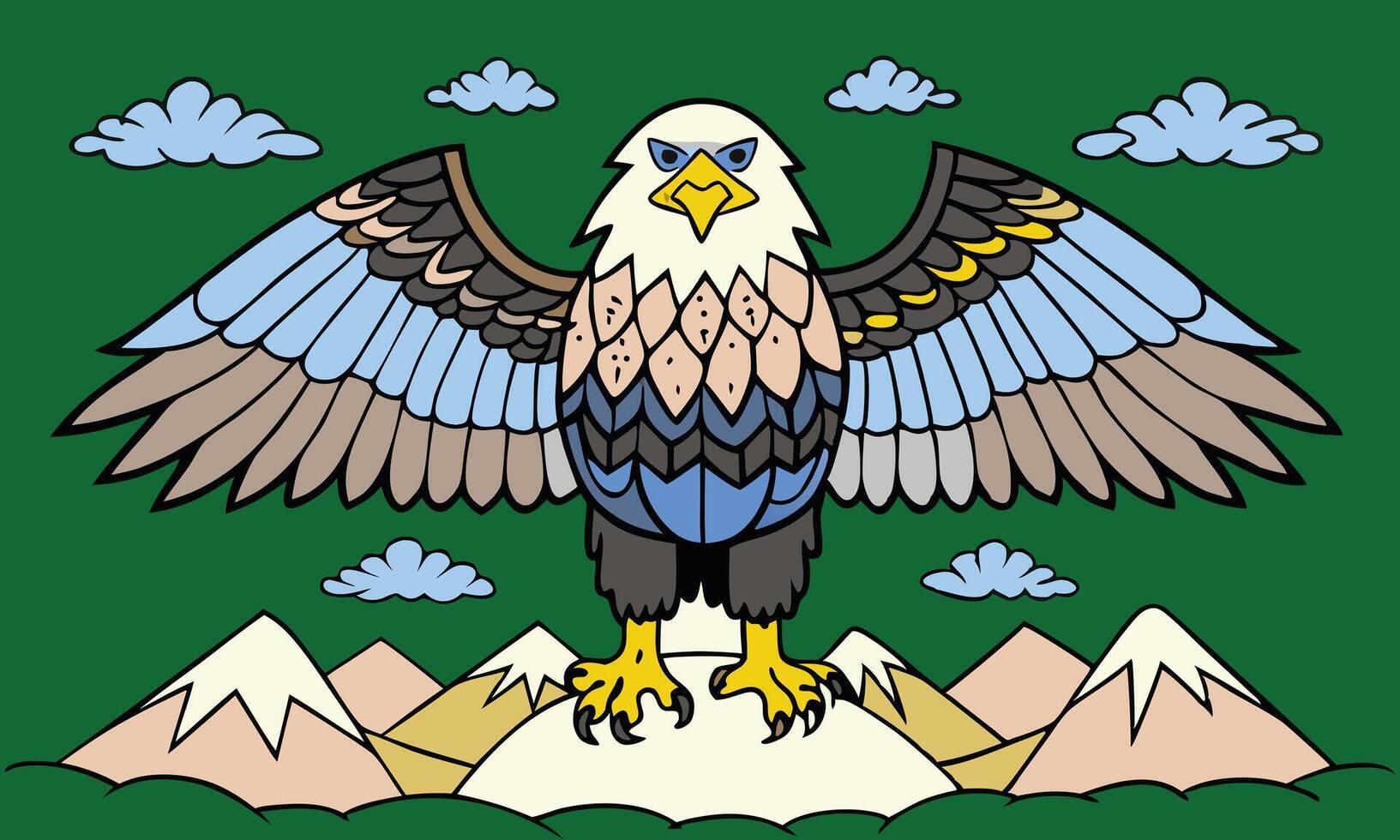 A Hand drawn bald eagle spreading the wings vector