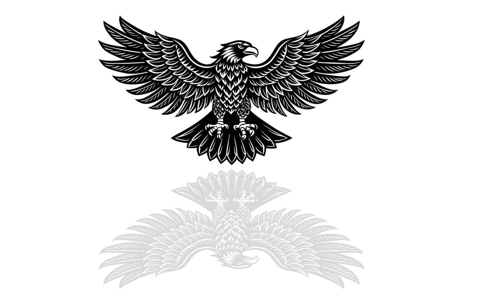 hand drawn bald eagle spreading the wings, vector