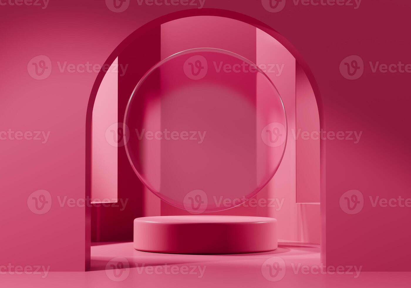 3D rendering abstract pink arc platform podium product presentation background photo