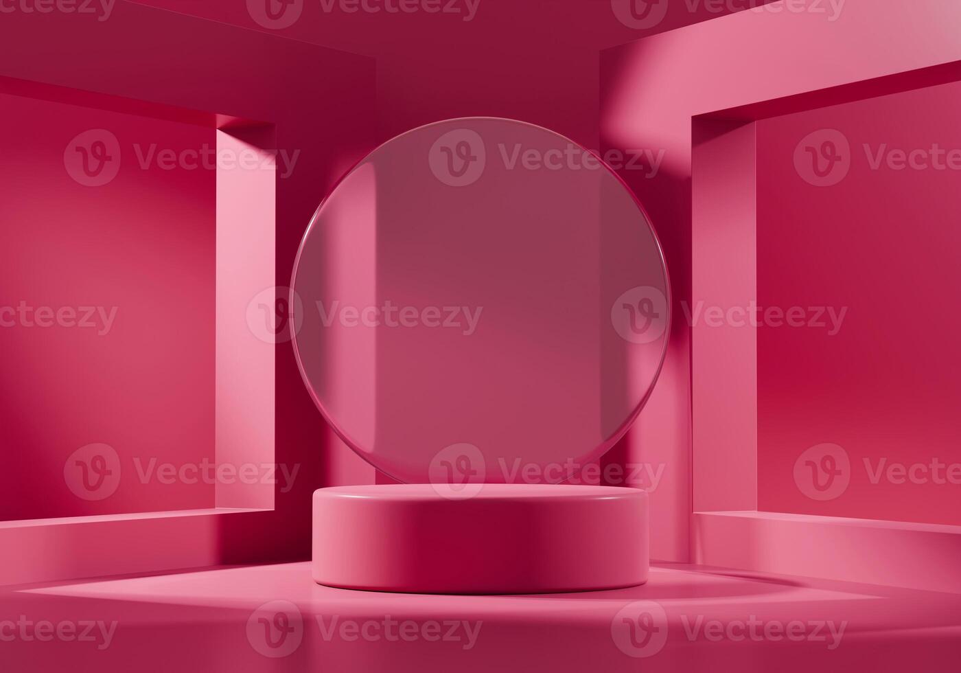 3D rendering abstract pink platform podium product presentation with light background photo