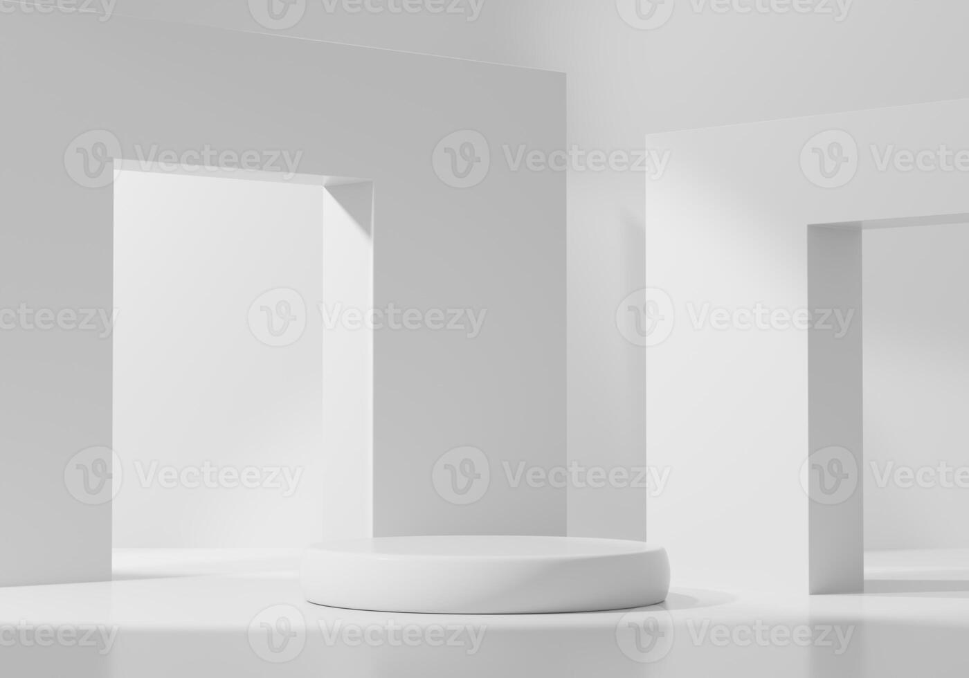 Minimal Modern White Podium Platform square decor For Product Display Showcase 3D Rendering photo