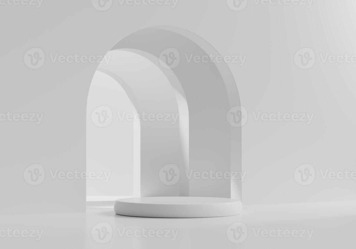 Minimal White Podium Platform For Product Display Showcase 3D Render photo