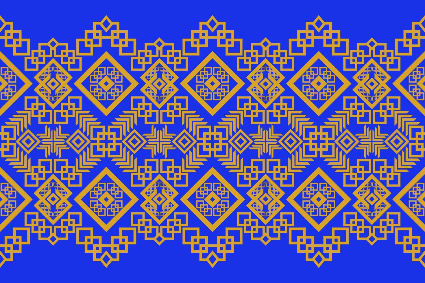 blue yellow Ethnic fabric pattern Designed from geometric shapes Ethnic Asian style fabric pattern Used for home decoration, carpet work, vector