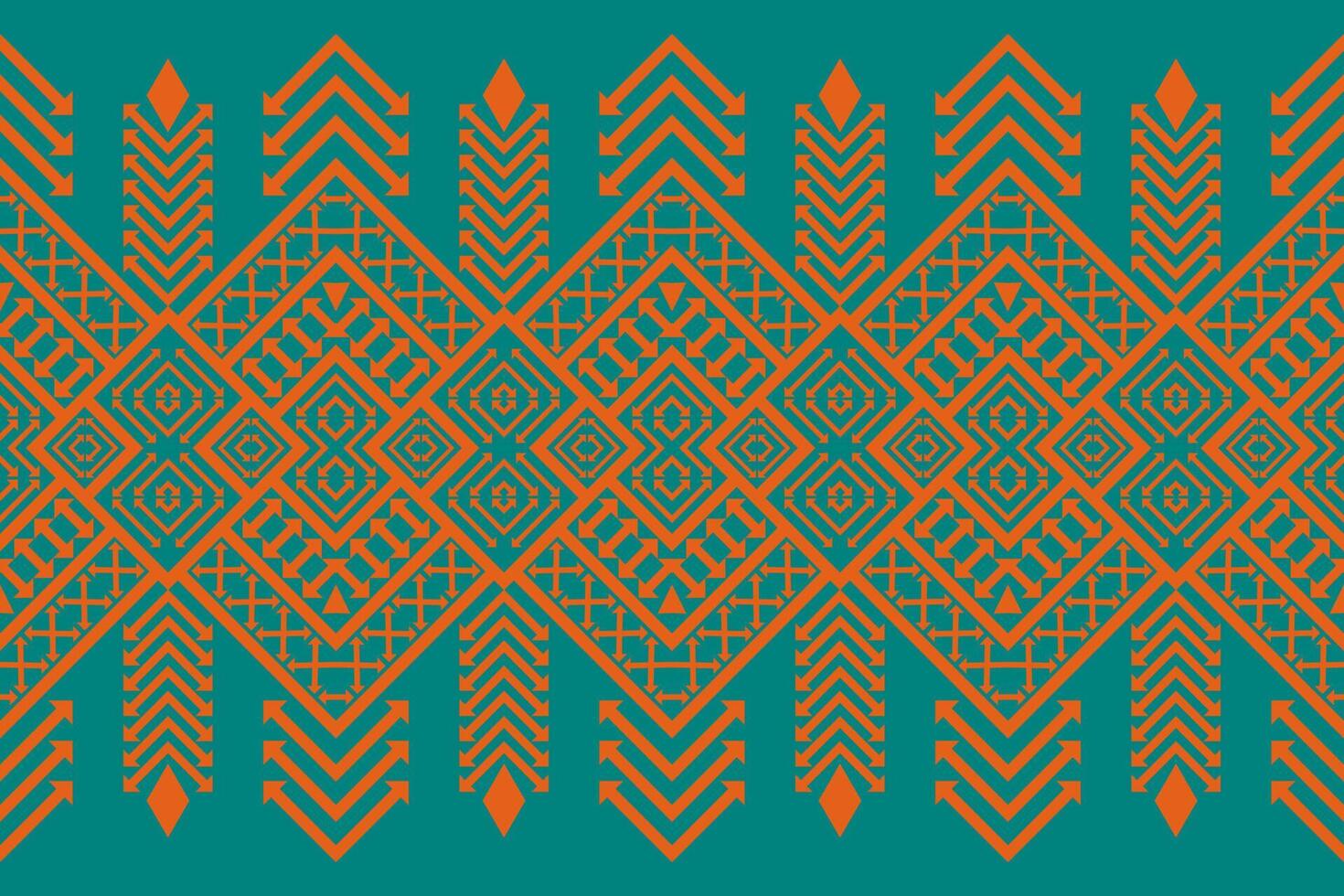 green Ethnic fabric pattern Designed from geometric shapes Ethnic Asian style fabric pattern Used for home decoration, carpet work, vector