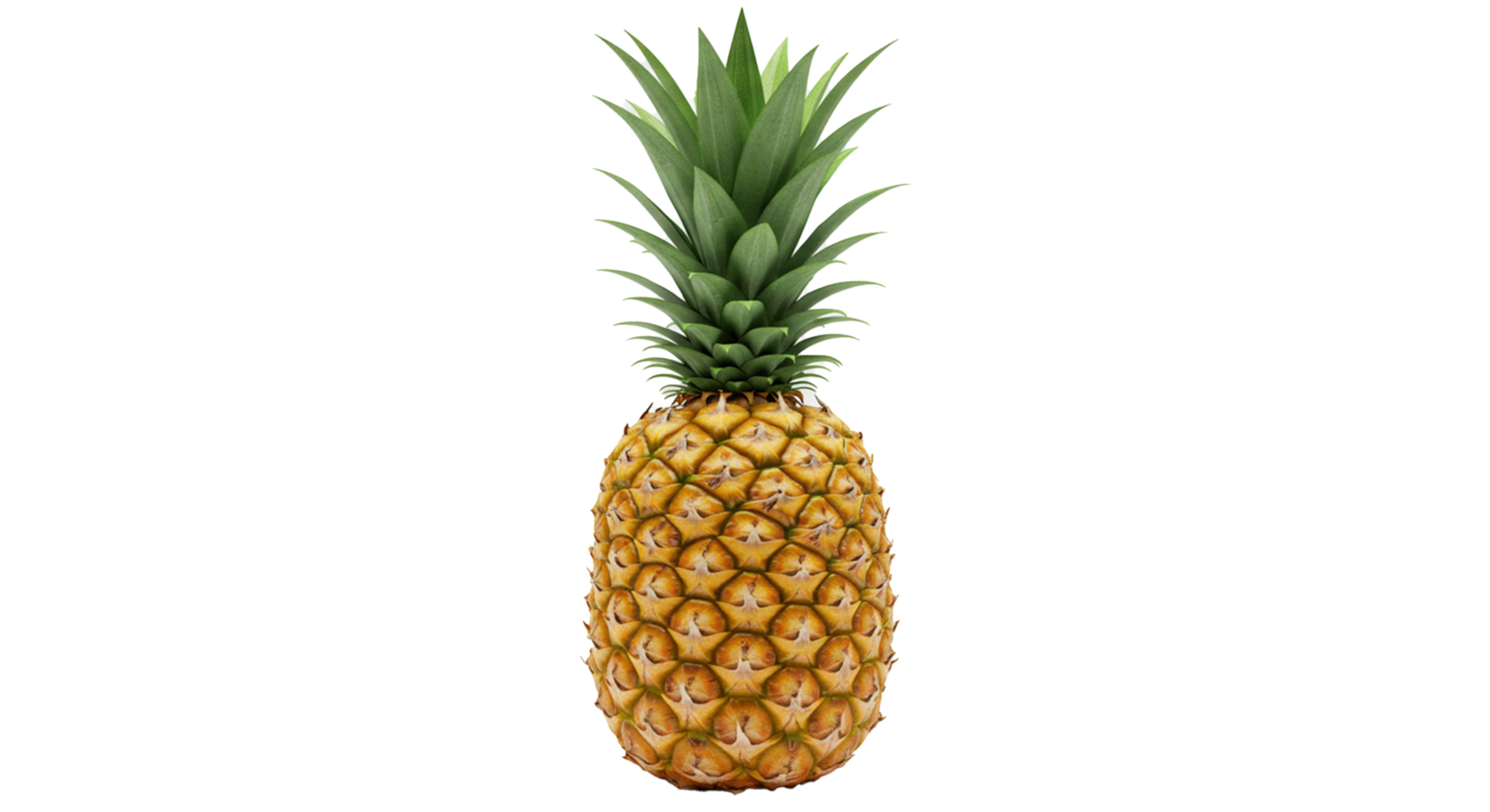 A ripe pineapple stands tall with its vibrant yellow and green hues against transparency. png